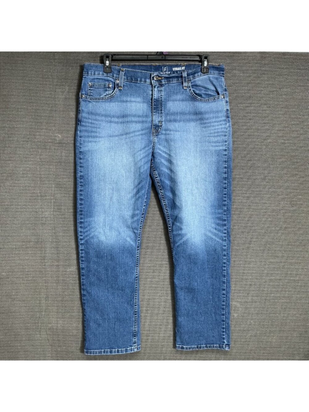 George Mens Size 38x30 Blue Straight Fit Medium Wash Stretch Denim Jeans